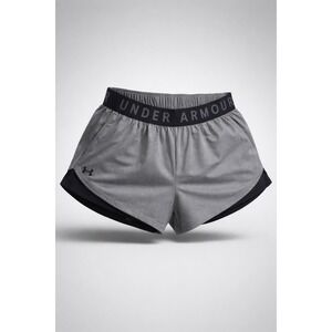 Under‎ Armour HeatGear Gray Black Athletic Training Shorts Womens 1X black logo